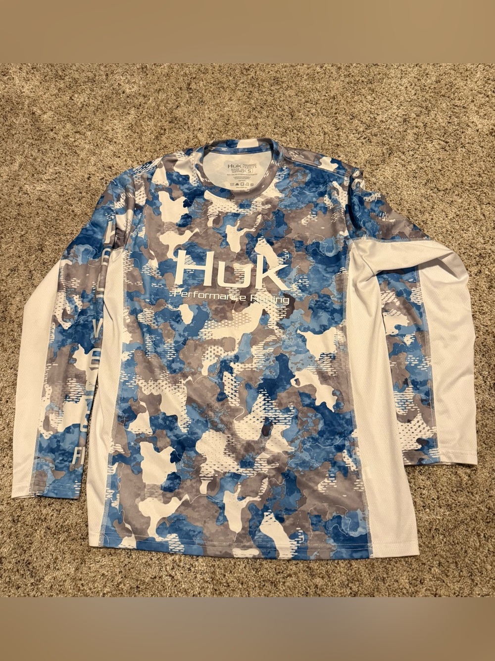 Huk Blue and Gray Camo Long-Sleeve Performance Tee
